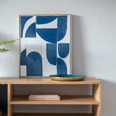 Laura Wall Art em azul com moldura