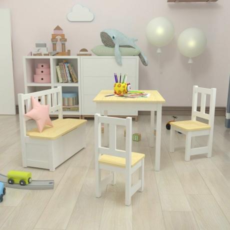 Conjunto de mesa e cadeira de atividades quadradas Chinasa Kids de 4 peças
