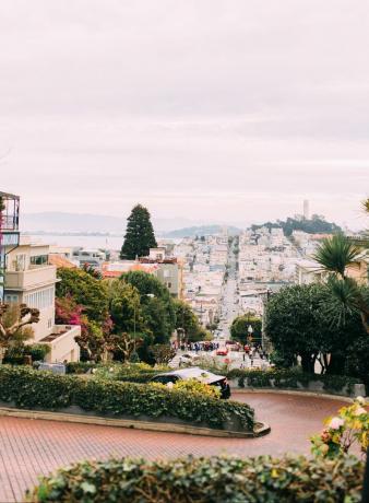 Rua Lombard vista de cima em São Francisco, Califórnia, Estados Unidos