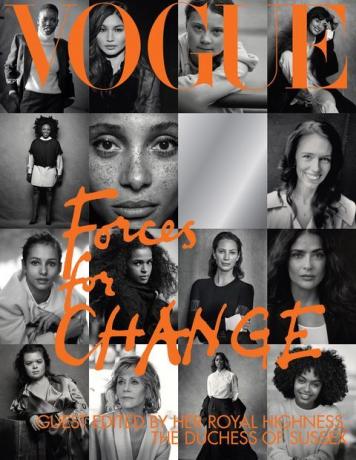 A capa da edição de setembro da British Vogue, editada por Meghan Markle