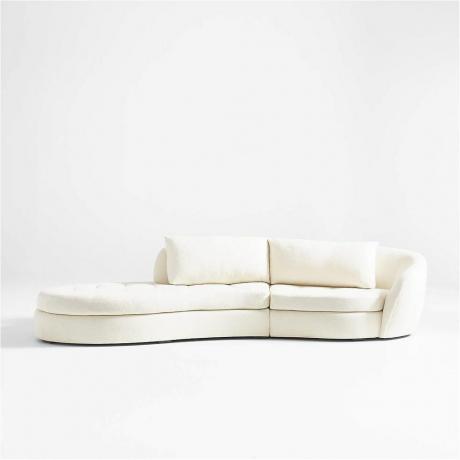 Sofá seccional chaise de braço esquerdo de 2 peças curvas sinuosas por Athena Calderone